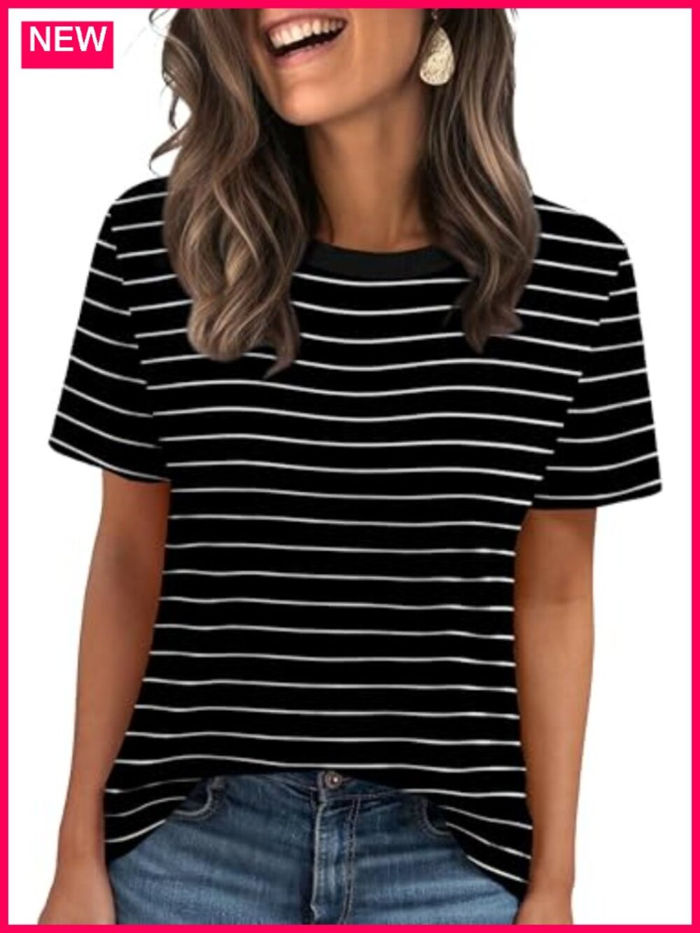 Women's Short Sleeve Crewneck Basic Tee Soft Stretch Summer Casual